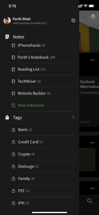 Evernote notas organizadas