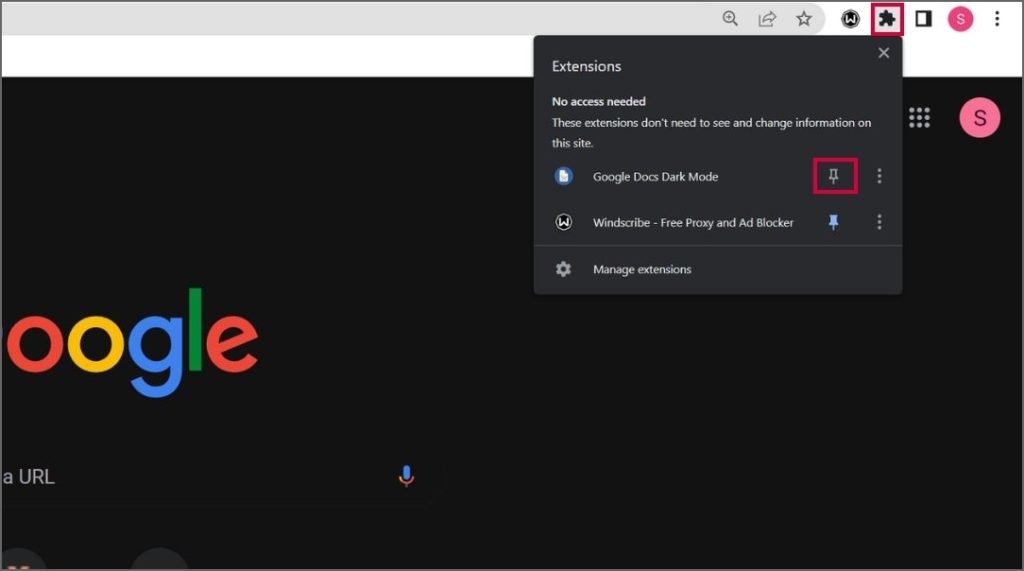 Extensión de fijación en Chrome