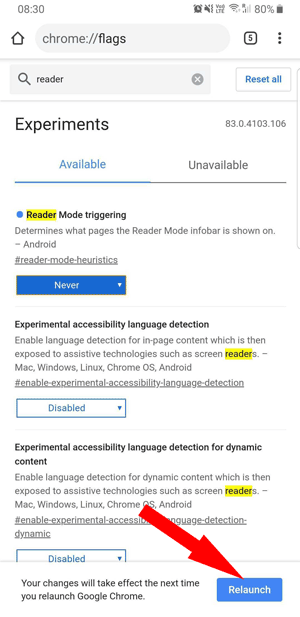 Relanzar el cromo después de configurar la bandera
