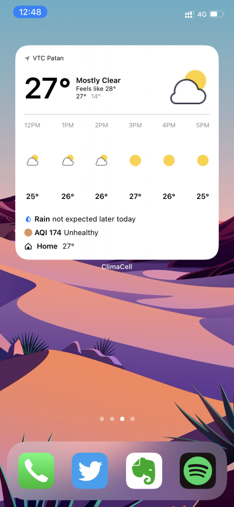 Climacell iOS 14 widget meteorológico