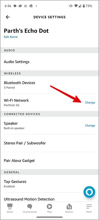 Cambiar la red Wi-Fi en Alexa