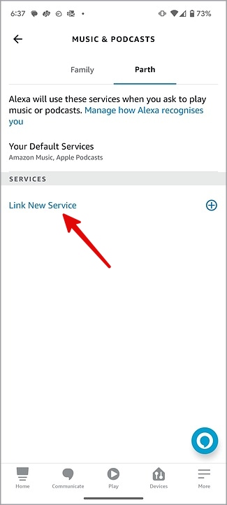 Enlace nuevo servicio en Alexa