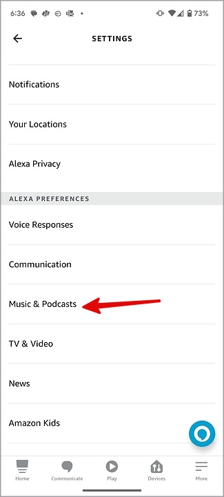 Música y podcast en Alexa
