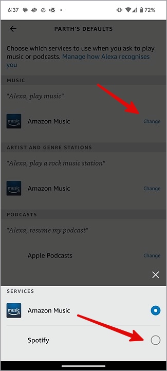 Establecer Spotify como predeterminado en Alexa