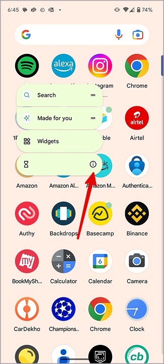 Abra el menú de información de Alexa