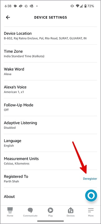 desregisterio de Amazon Echo 