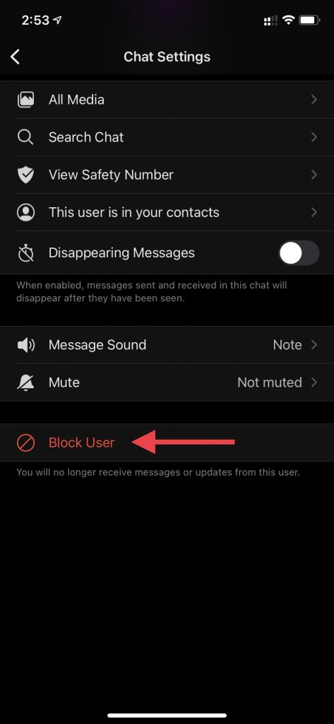 Bloquear al usuario en la señal