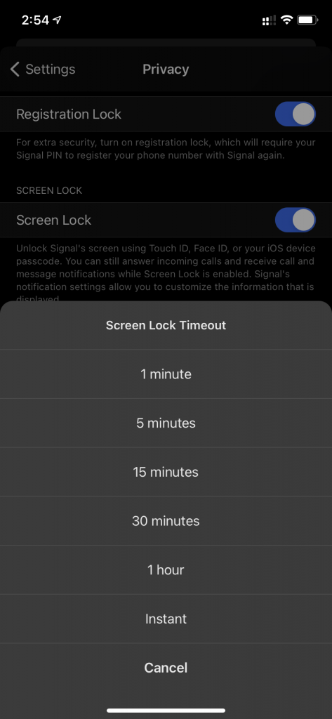 señal de bloqueo de pantalla