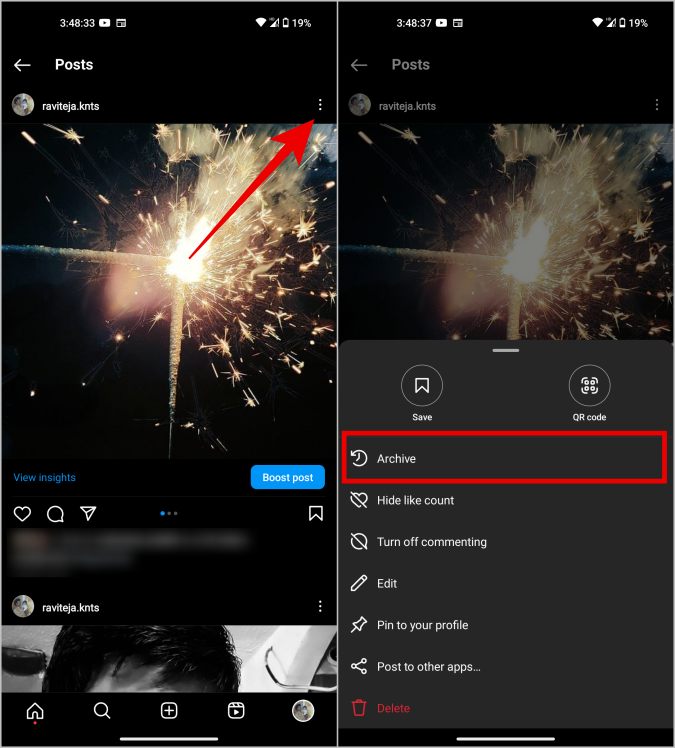 Archivar publicaciones de Instagram