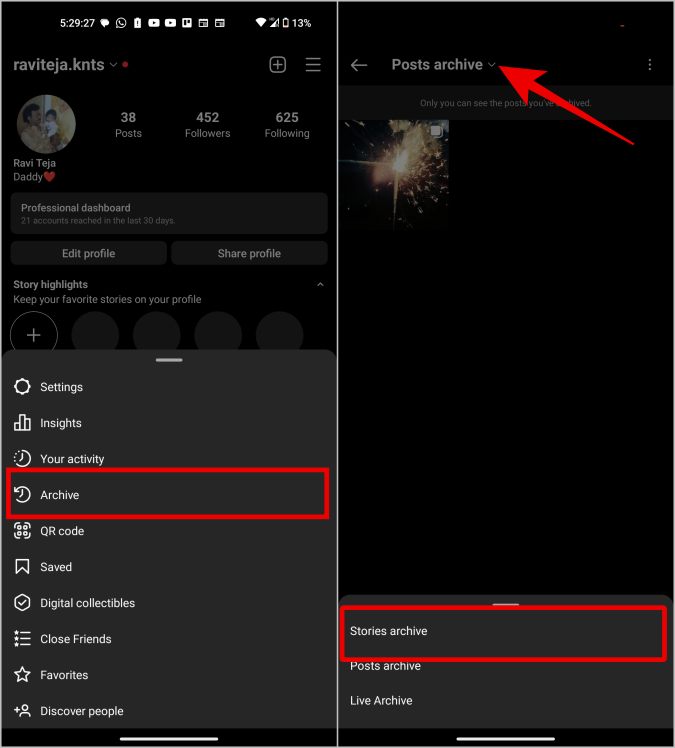 Archivos de la historia de apertura en Instagram