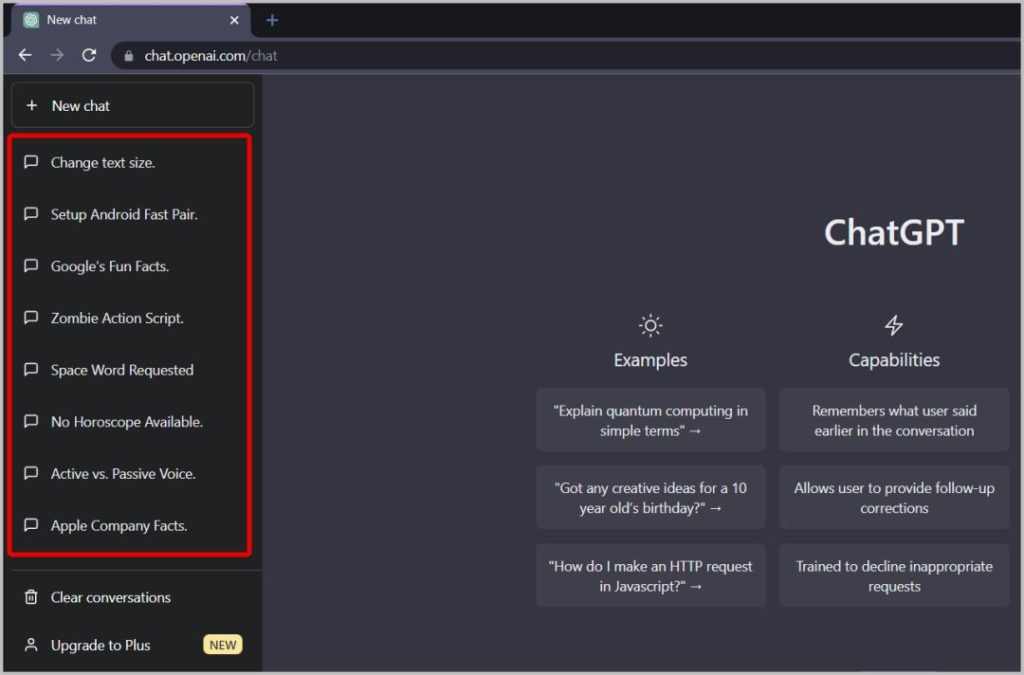 Abrir chats anteriores en chatgpt