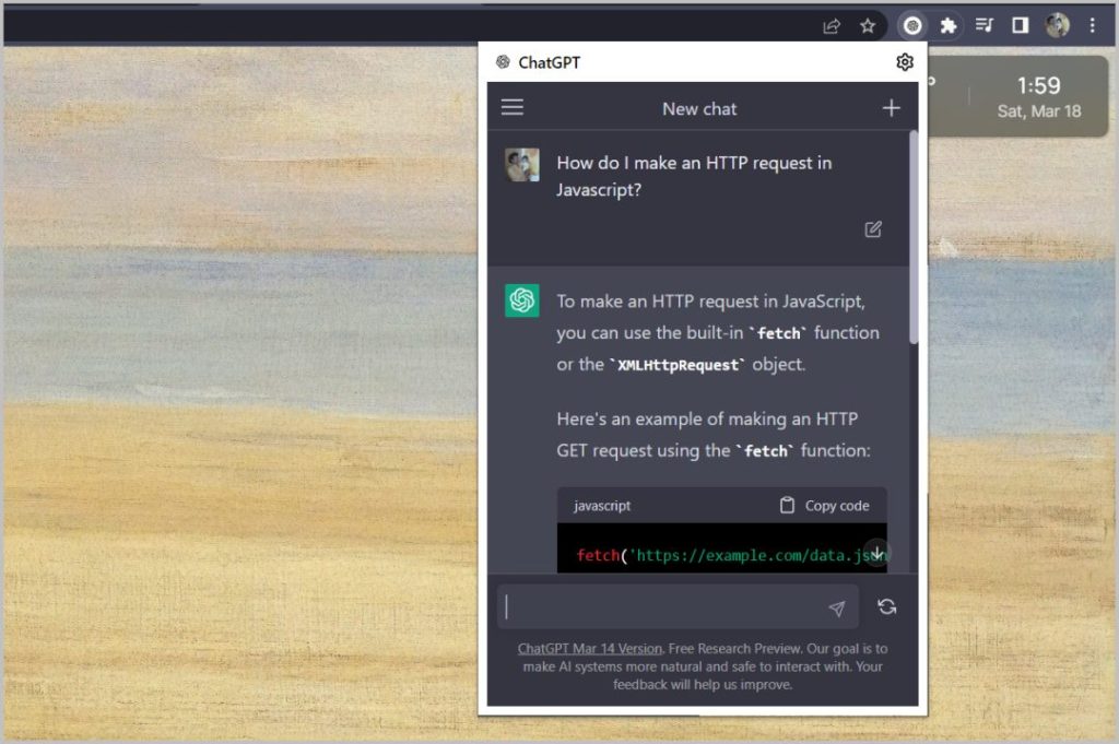Extensión de chatgpt Chrome