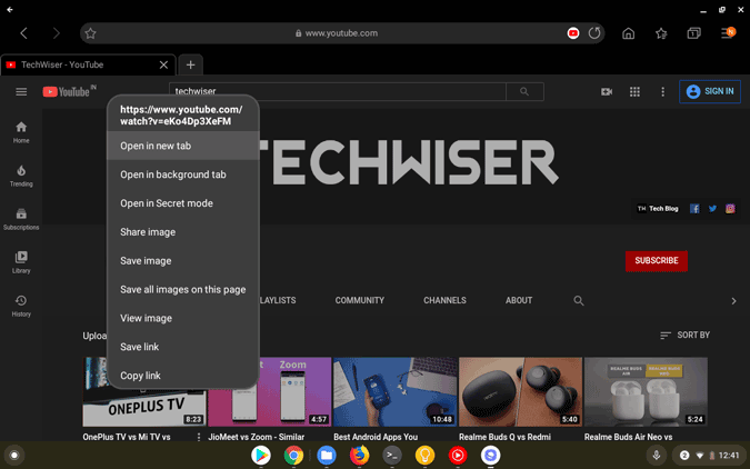Samsung Internet en Chromebook
