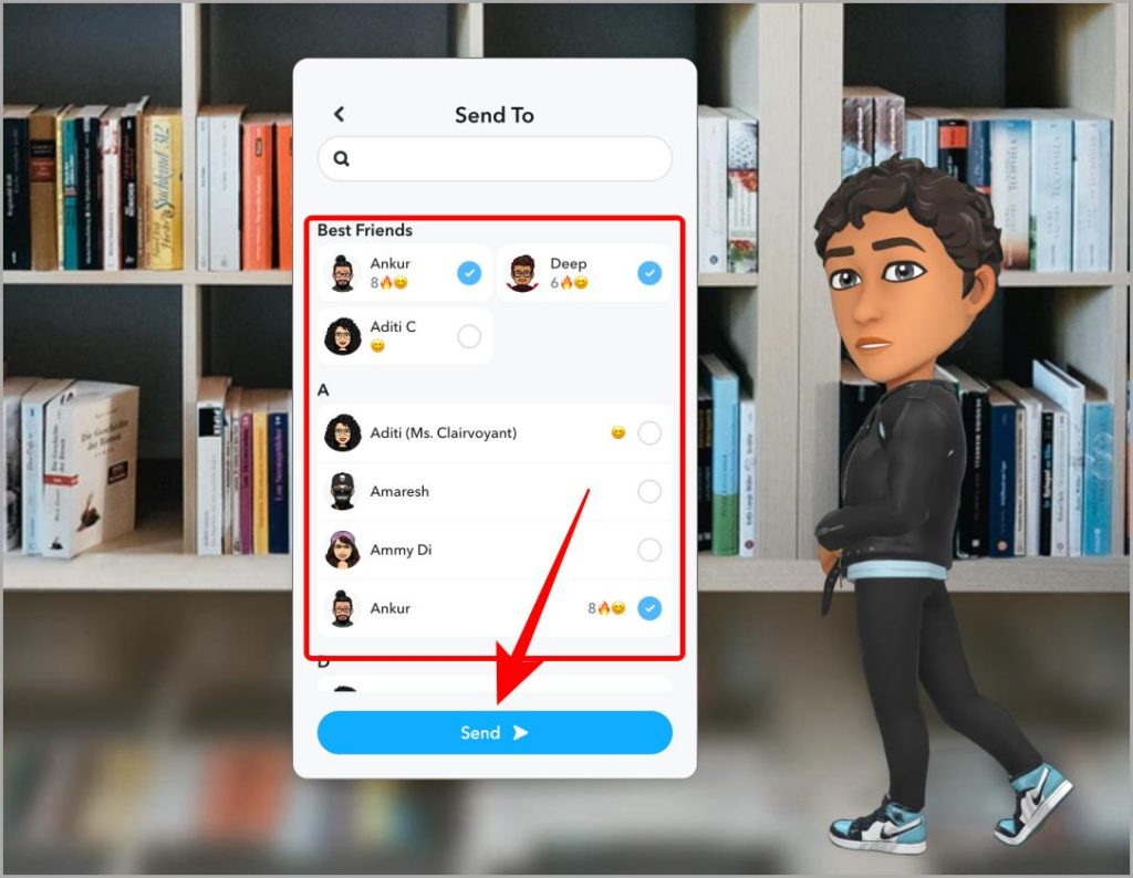Enviar un chasquido a sus amigos en Snapchat