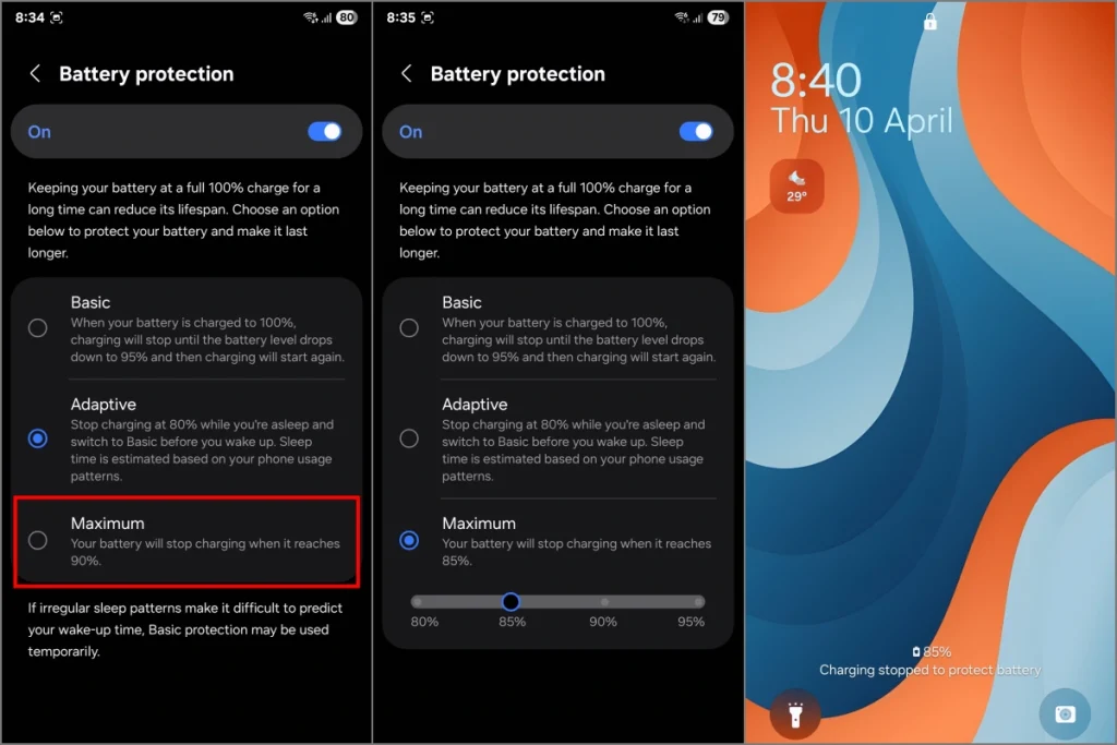 Establezca un límite de carga de batería personalizado en un teléfono Samsung Galaxy con un UI 7