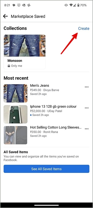 Crea una colección en el mercado de Facebook
