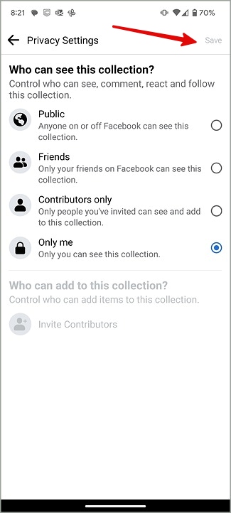 Compartir la colección del mercado de Facebook