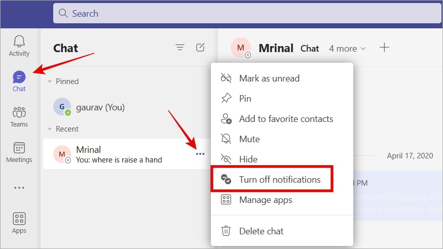 Desactivar la notificación de cambio de estado en los equipos de Microsoft