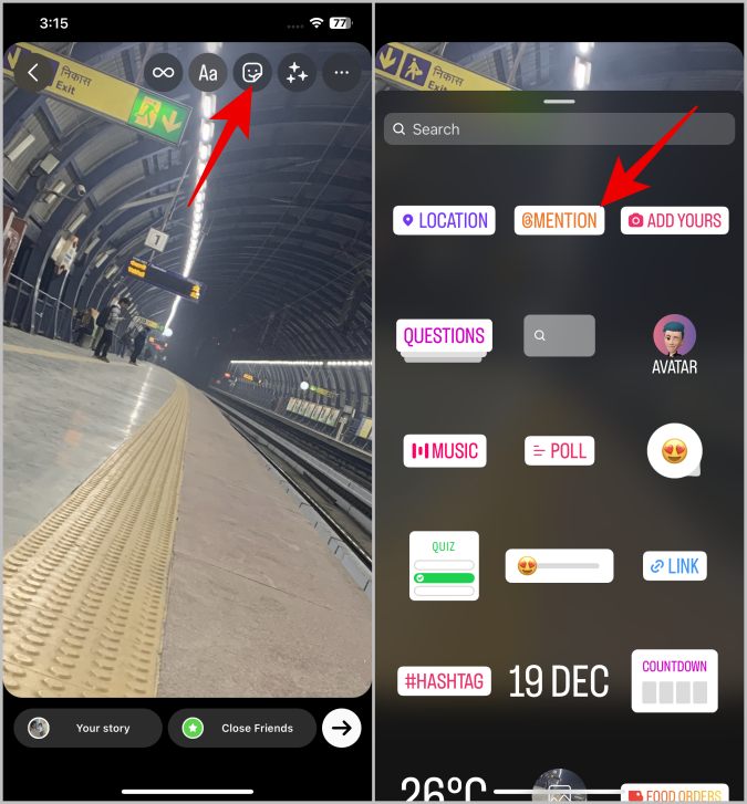 Agregar etiqueta de mención en las historias de Instagram