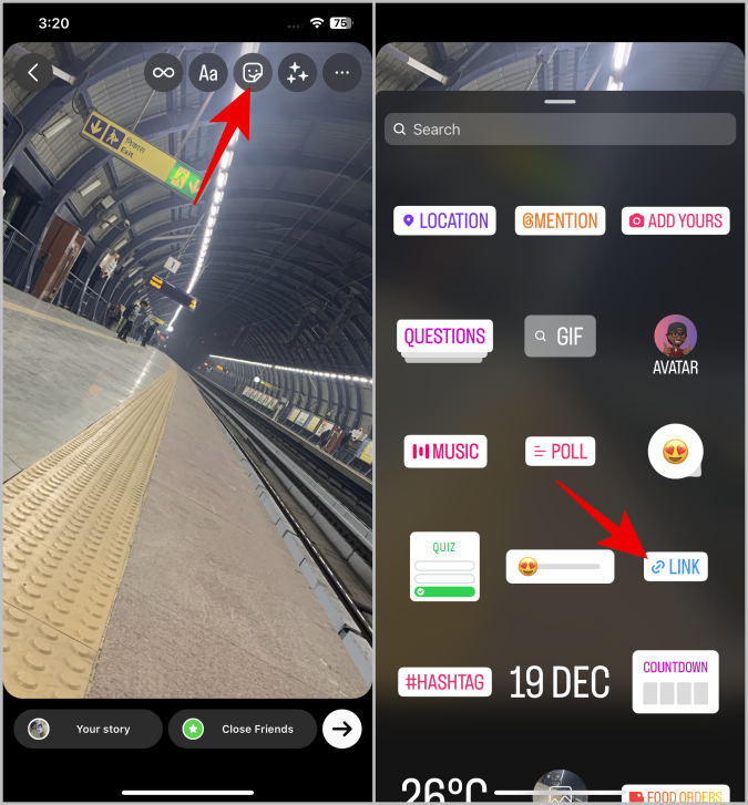 Agregar pegatina de enlace a las historias de Instagram