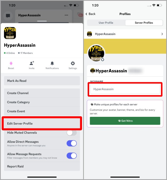 Configuración del servidor Discord iOS