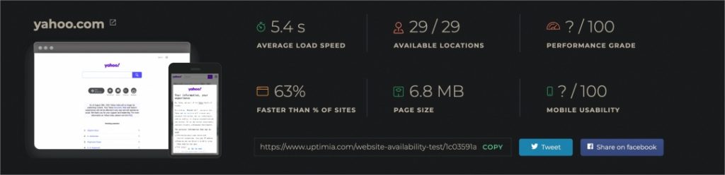 Herramienta de monitoreo del sitio web de Upttimia
