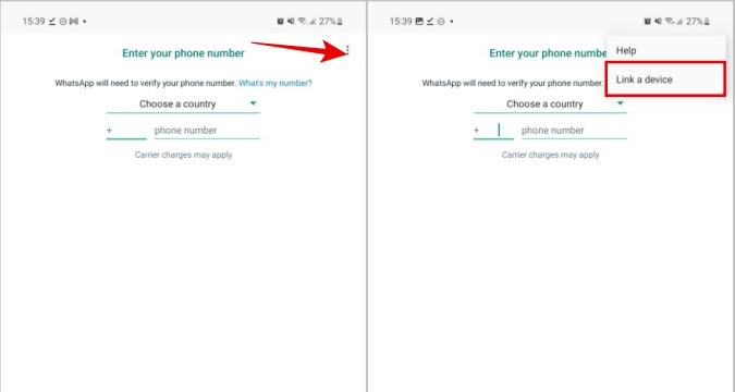 Vinculación de un dispositivo en el teléfono de WhatsApp