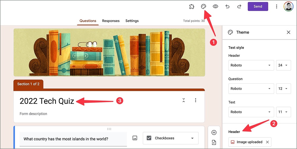 Agregar encabezado en formularios de Google