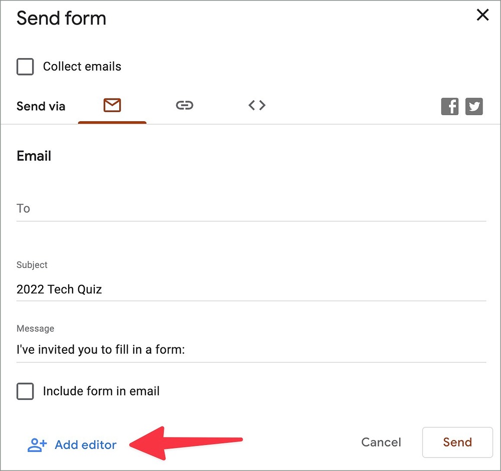 Agregar editor en formularios de Google