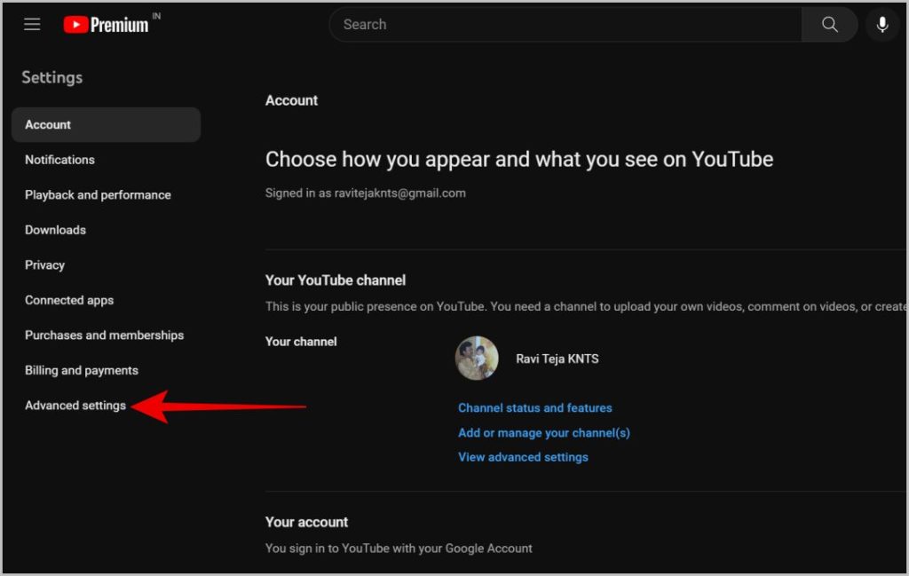 Configuración avanzada en YouTube