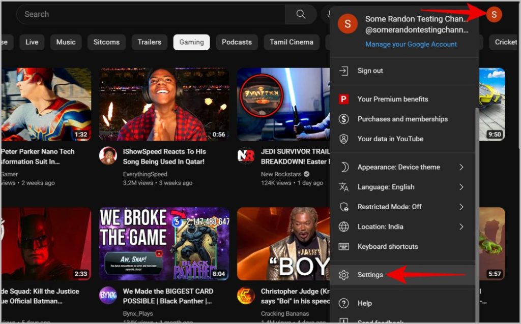 Configuración de apertura en YouTube