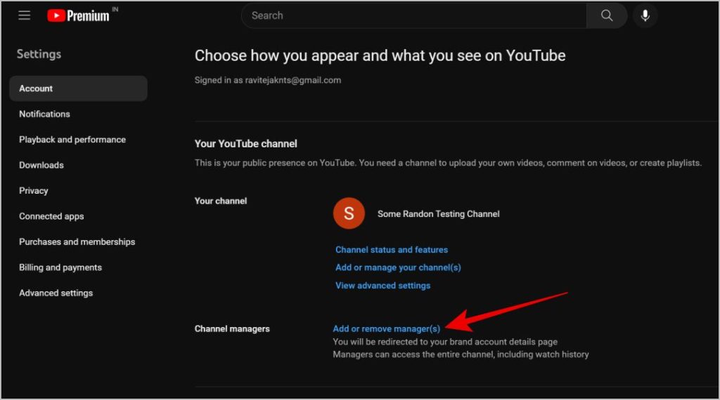Agregue o elimine los gerentes en YouTube