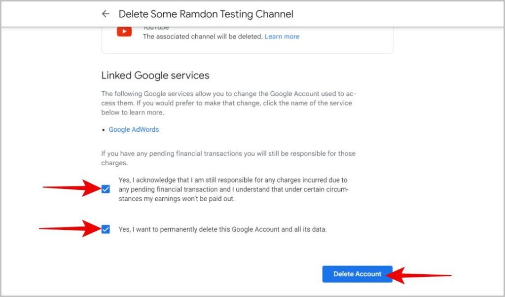 Eliminar la cuenta de marca de YouTube