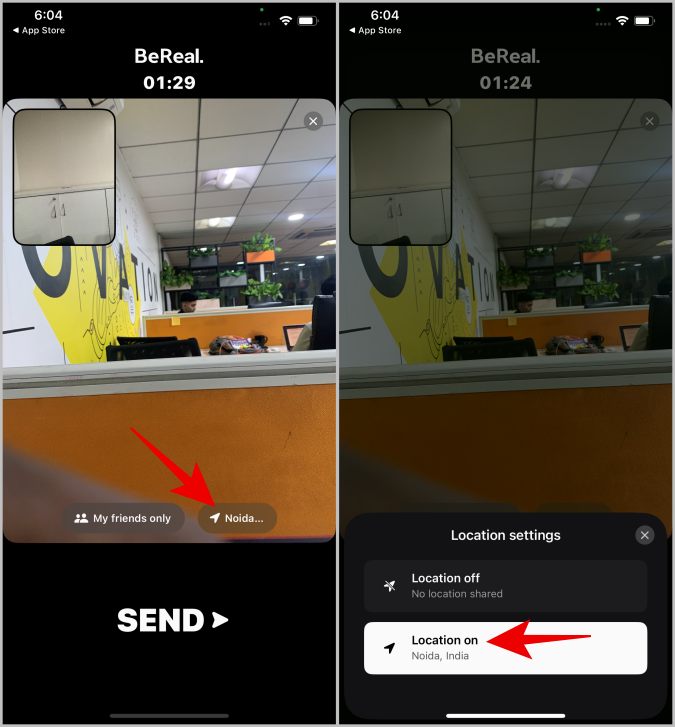 Cambiar la ubicación en Bereal iOS