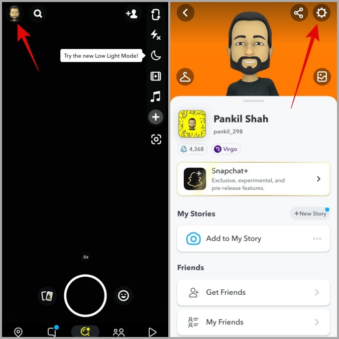 Abra la configuración de la aplicación Snapchat en el móvil