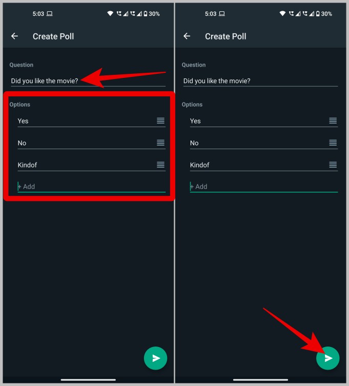 Creando encuesta en WhatsApp en Android