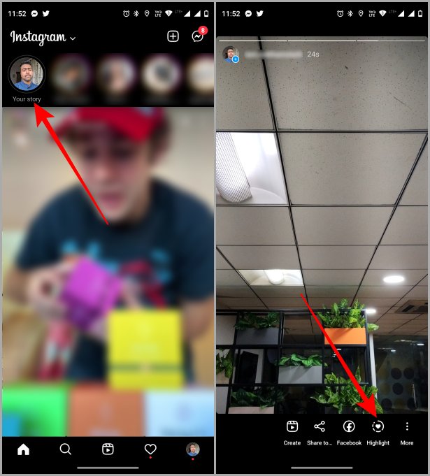 Apertura de la propia historia en Instagram