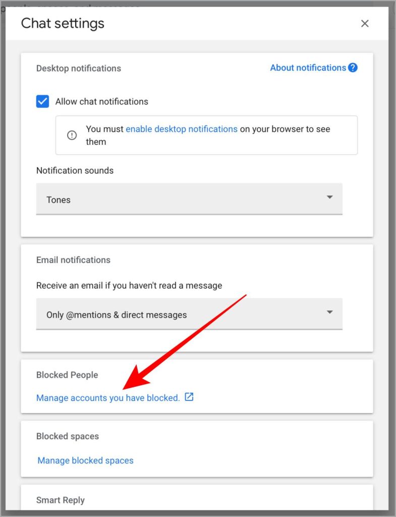 Configuración de chat de Google