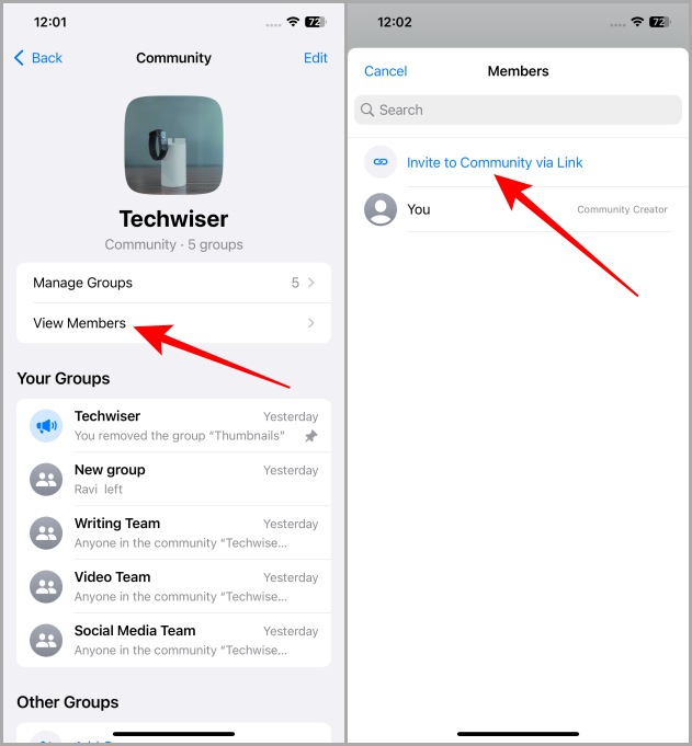 Invitar a alguien a una comunidad de WhatsApp en iOS