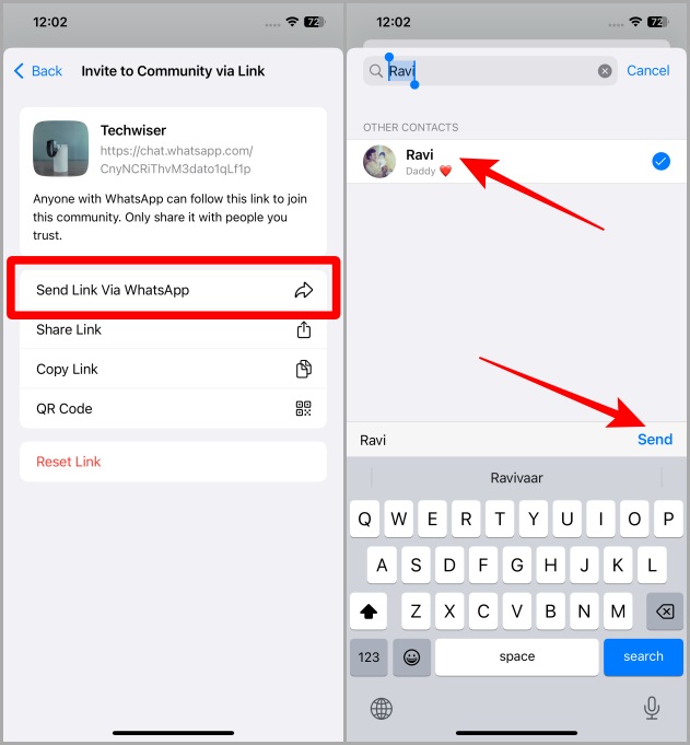 Enviar invitación de la comunidad a la persona en iOS