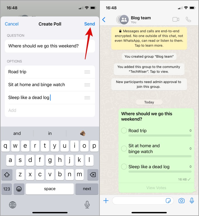 Enviar una encuesta en la comunidad de WhatsApp