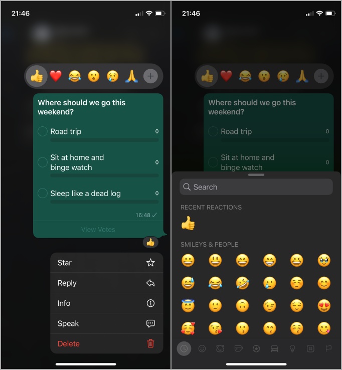 Reacciones de emojis comunidades de whatsapp