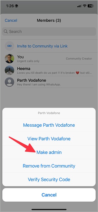 hacer administrador en la comunidad de whatsapp para iPhone