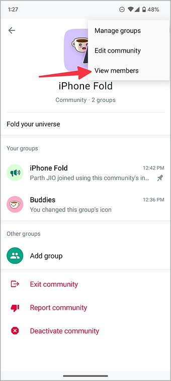 Ver miembros de la comunidad en WhatsApp Android