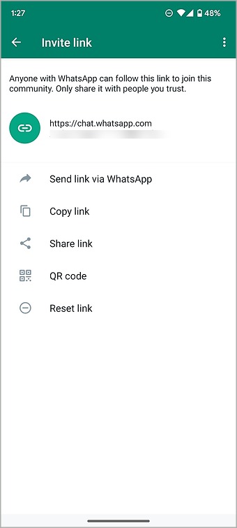 Invitar a los miembros a la comunidad de WhatsApp en Android