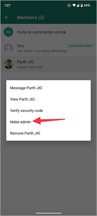 Haga un administrador en WhatsApp para Android