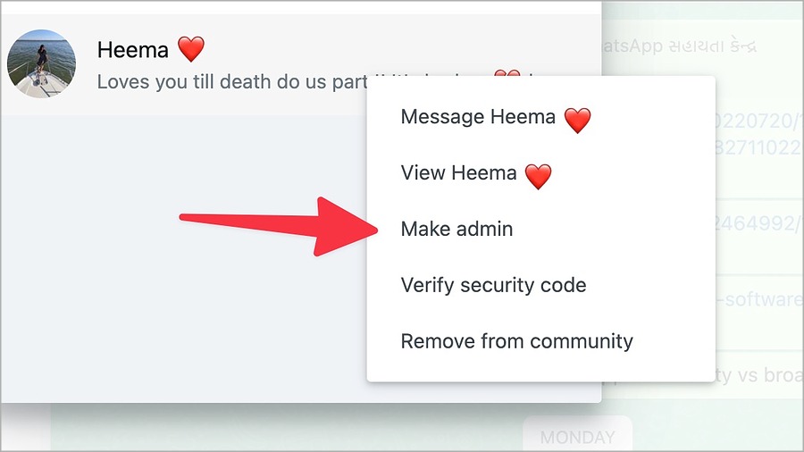 hacer que alguien administre en la comunidad de whatsapp