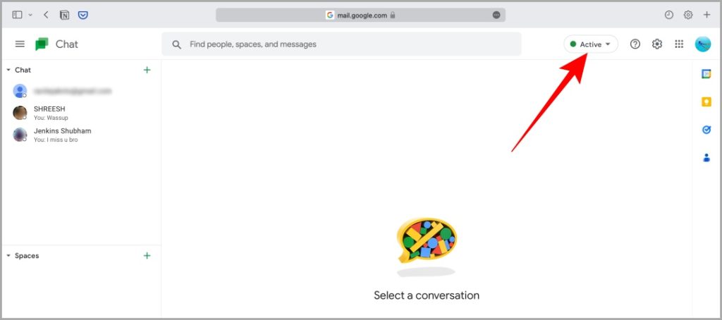 Opción de estado de chat de Google en la aplicación web