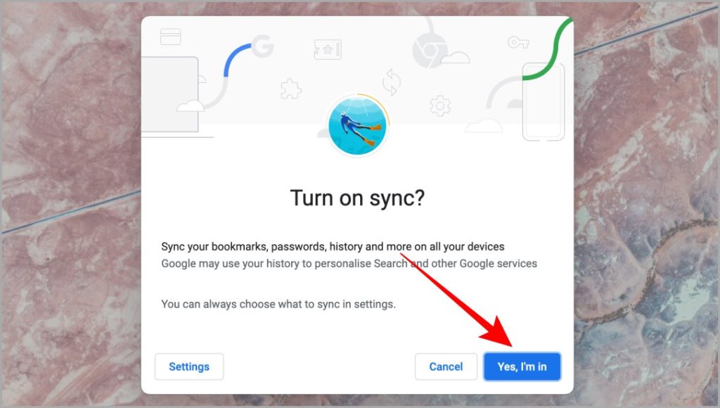 Activar la configuración de sincronización Chrome