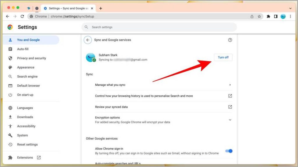 Configuración de usuario de Chrome